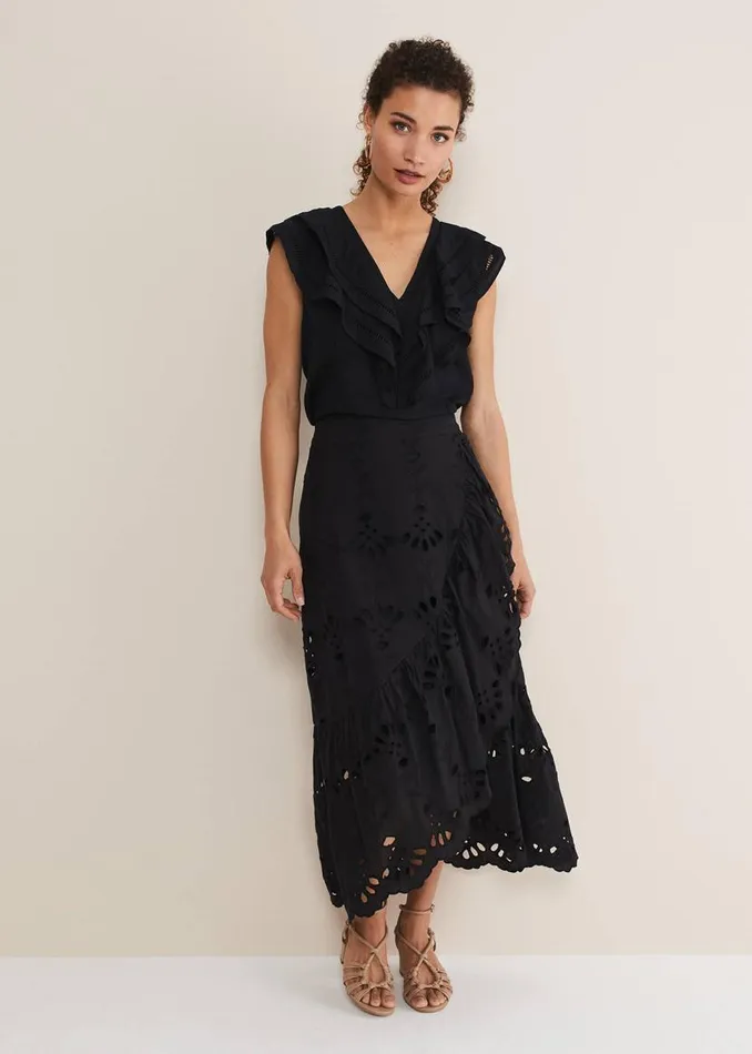 Phase Eight Skirts Black Broderie Wrap Maxi Skirt Black 8211 Women