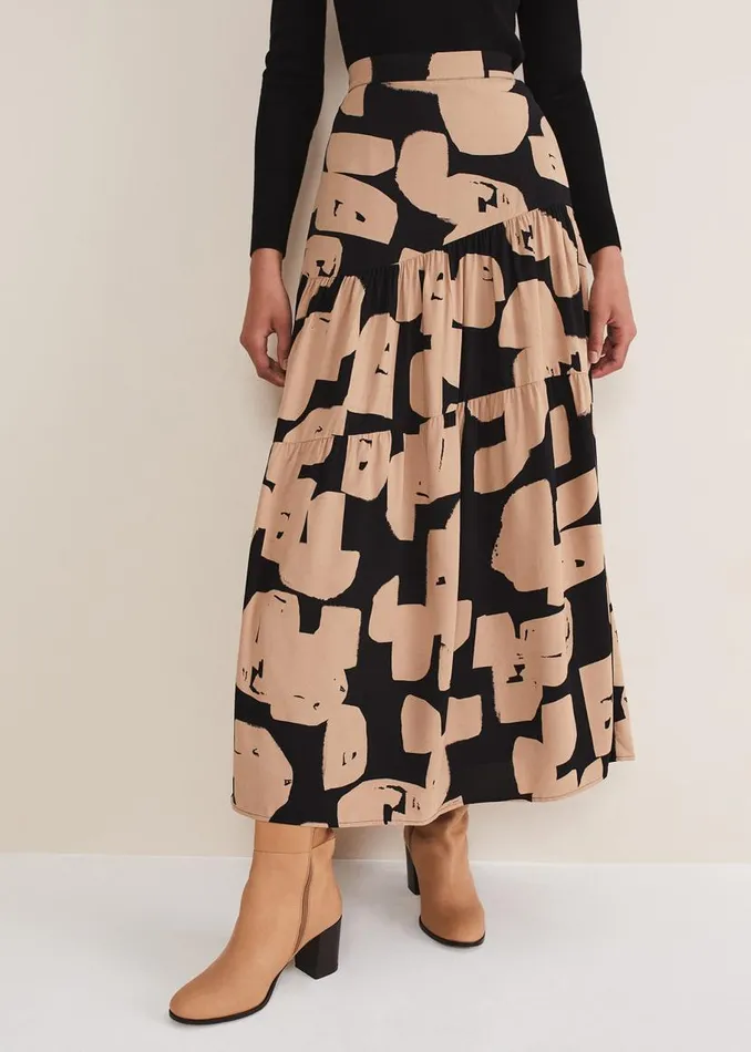 Phase Eight Skirts Luana Geo Print Midi Skirt Blackcamel 8211 Women