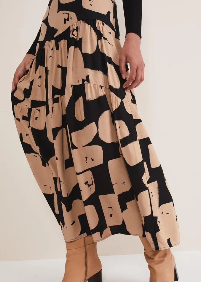 Phase Eight Skirts Luana Geo Print Midi Skirt Blackcamel 8211 Women