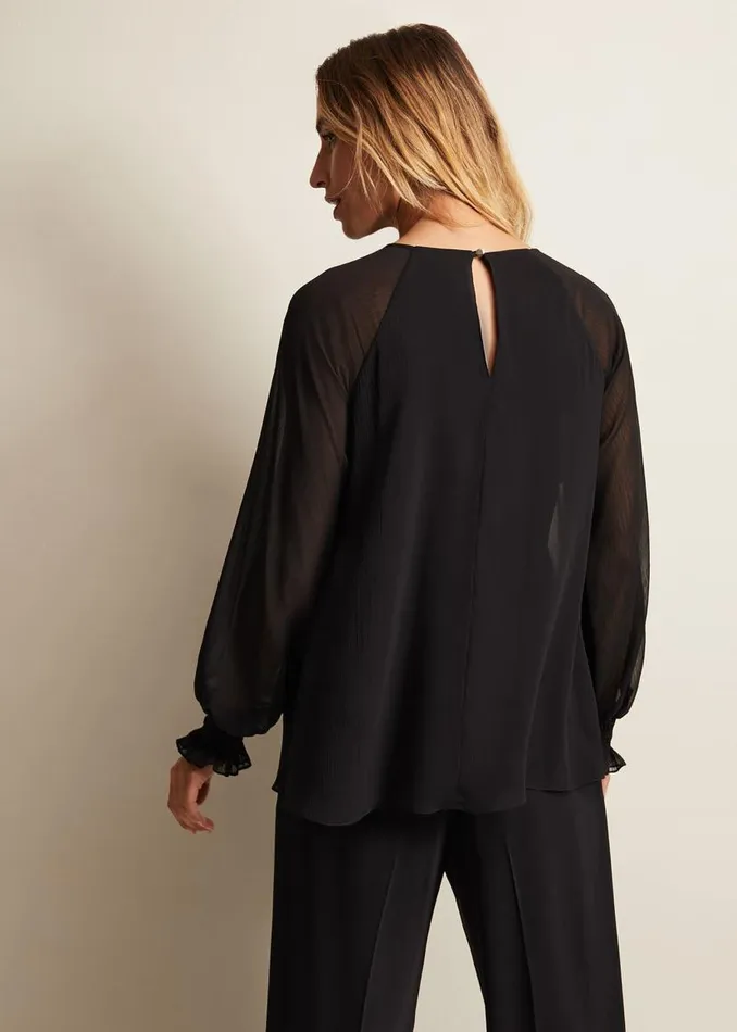Phase Eight Tops and TShirts Aria Chiffon Double Layer Top Black 8211 Women