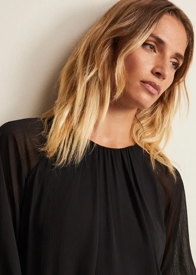 Phase Eight Tops and TShirts Aria Chiffon Double Layer Top Black 8211 Women