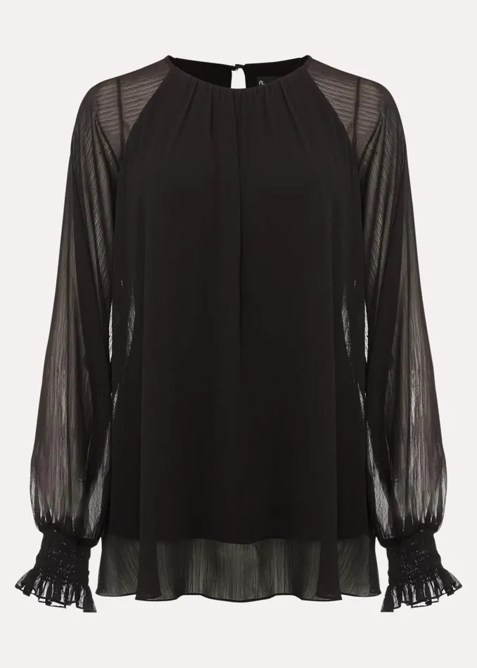 Phase Eight Tops and TShirts Aria Chiffon Double Layer Top Black 8211 Women