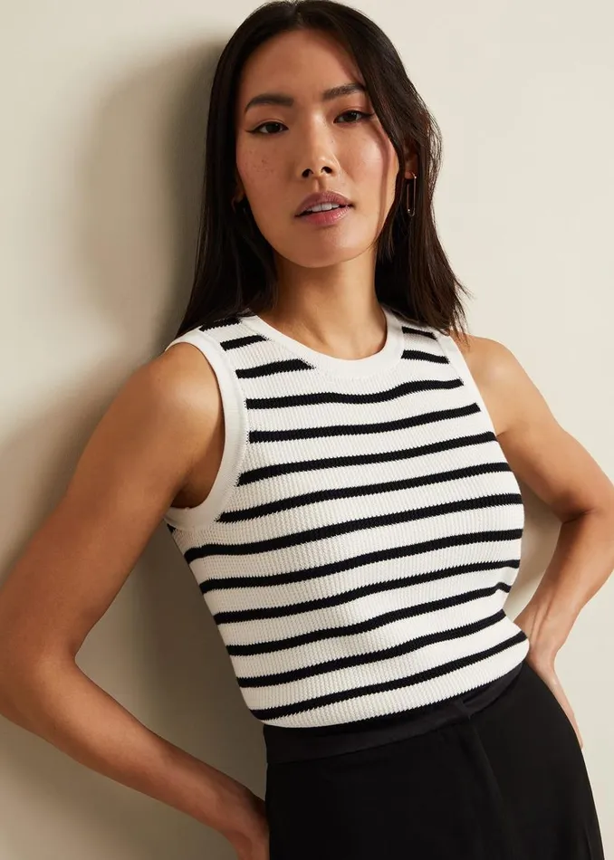 Phase Eight Tops and TShirts Chloe Stripe Vest Ivorynavy 8211 Women