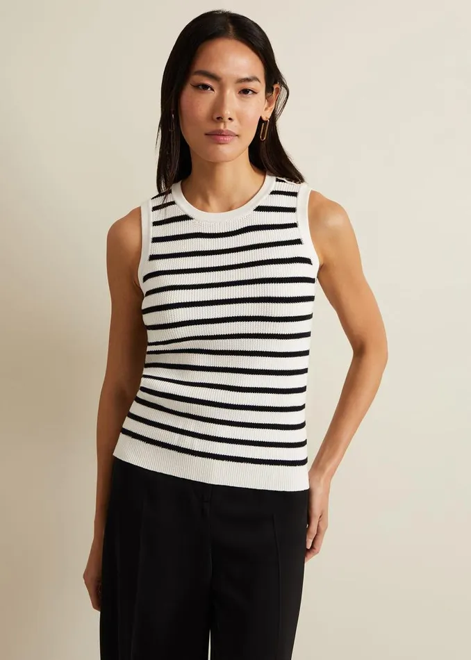 Phase Eight Tops and TShirts Chloe Stripe Vest Ivorynavy 8211 Women