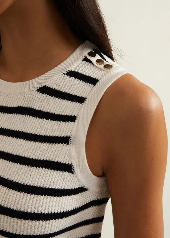 Phase Eight Tops and TShirts Chloe Stripe Vest Ivorynavy 8211 Women