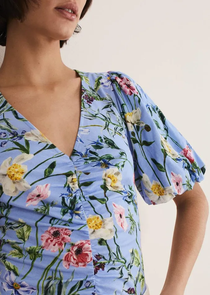 Phase Eight Tops and TShirts Donda Floral Ruched Top Bluemulti 8211 Women