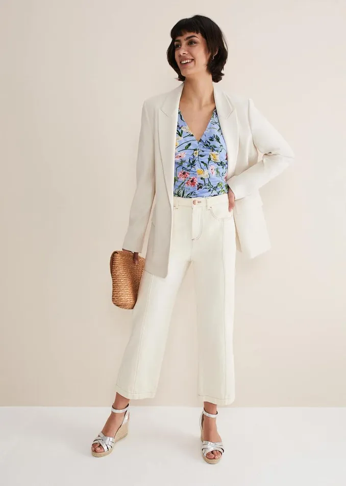 Phase Eight Tops and TShirts Donda Floral Ruched Top Bluemulti 8211 Women