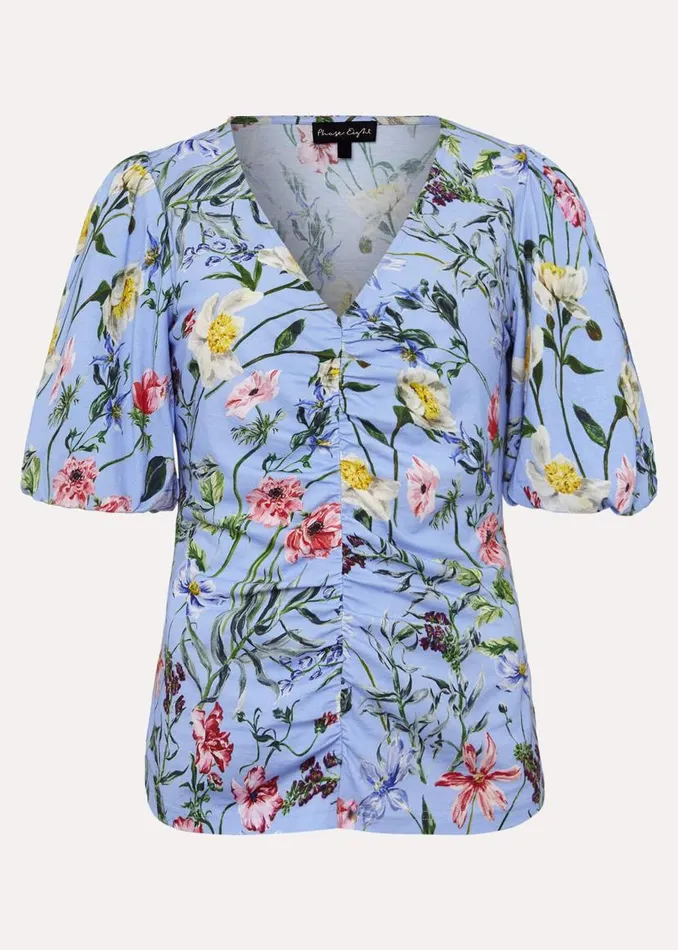 Phase Eight Tops and TShirts Donda Floral Ruched Top Bluemulti 8211 Women