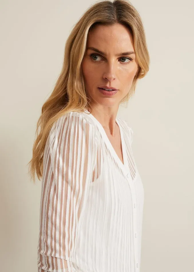Phase Eight Tops and TShirts Loraine Linear Burnout Top Ivory 8211 Women