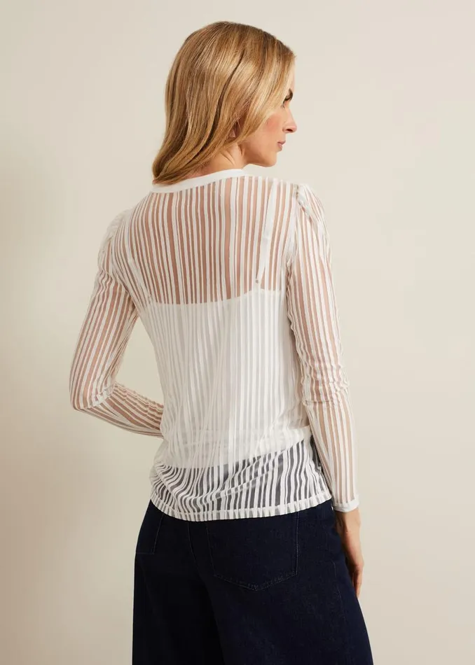 Phase Eight Tops and TShirts Loraine Linear Burnout Top Ivory 8211 Women