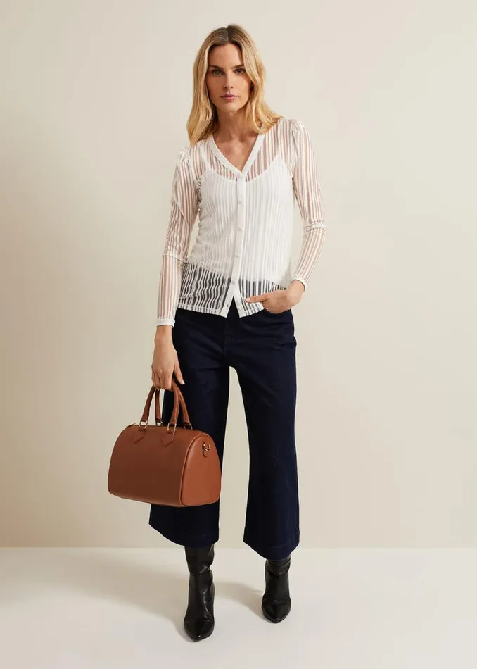 Phase Eight Tops and TShirts Loraine Linear Burnout Top Ivory 8211 Women