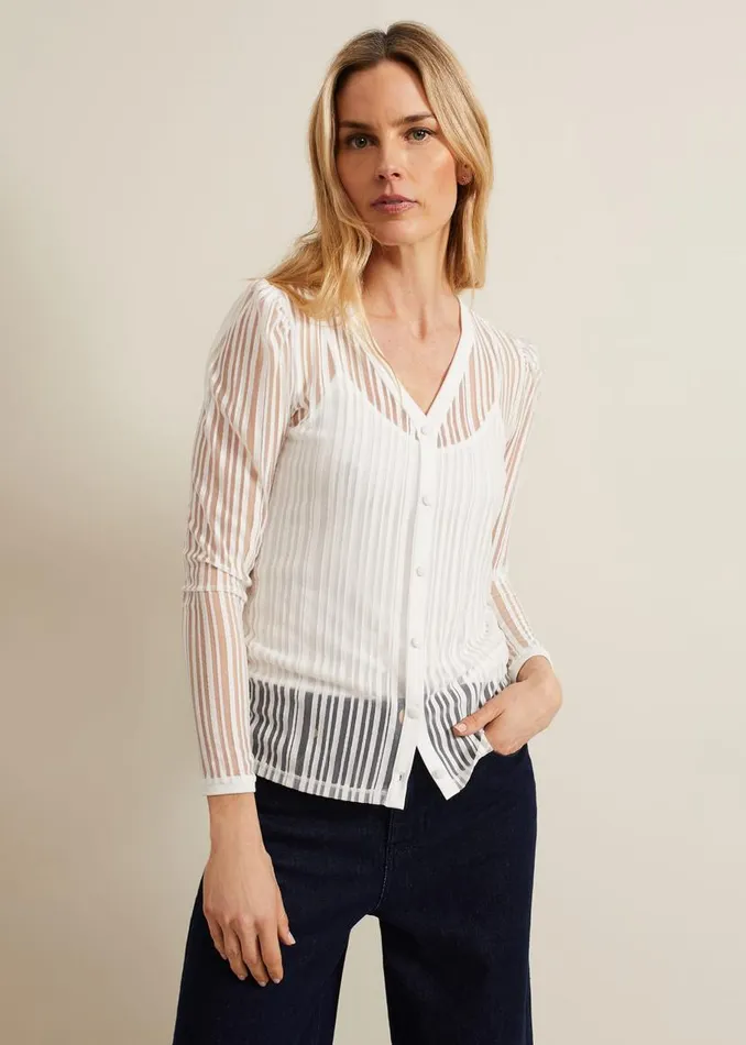 Phase Eight Tops and TShirts Loraine Linear Burnout Top Ivory 8211 Women