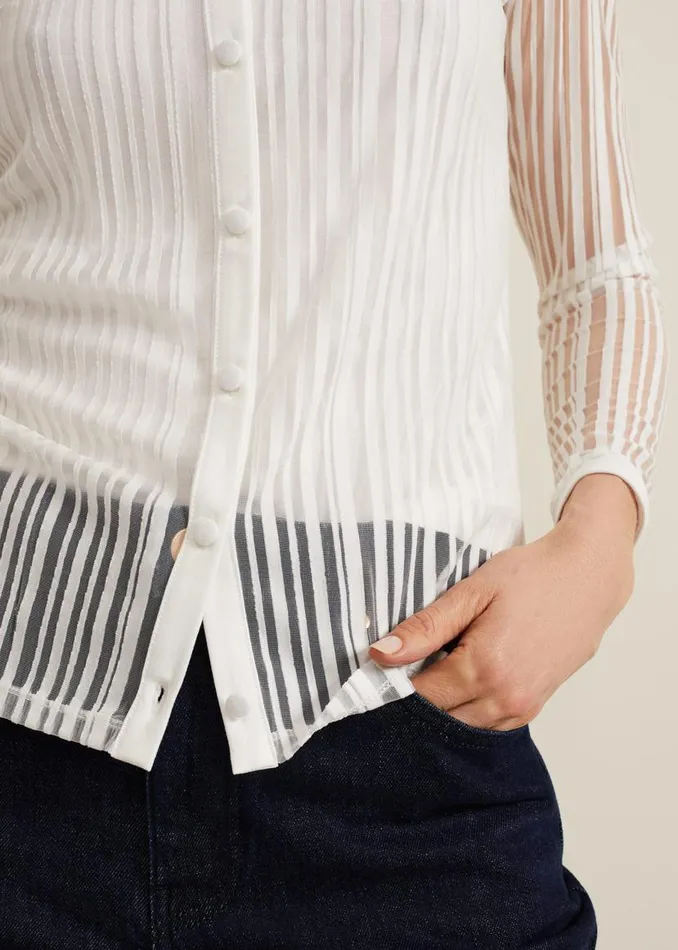 Phase Eight Tops and TShirts Loraine Linear Burnout Top Ivory 8211 Women