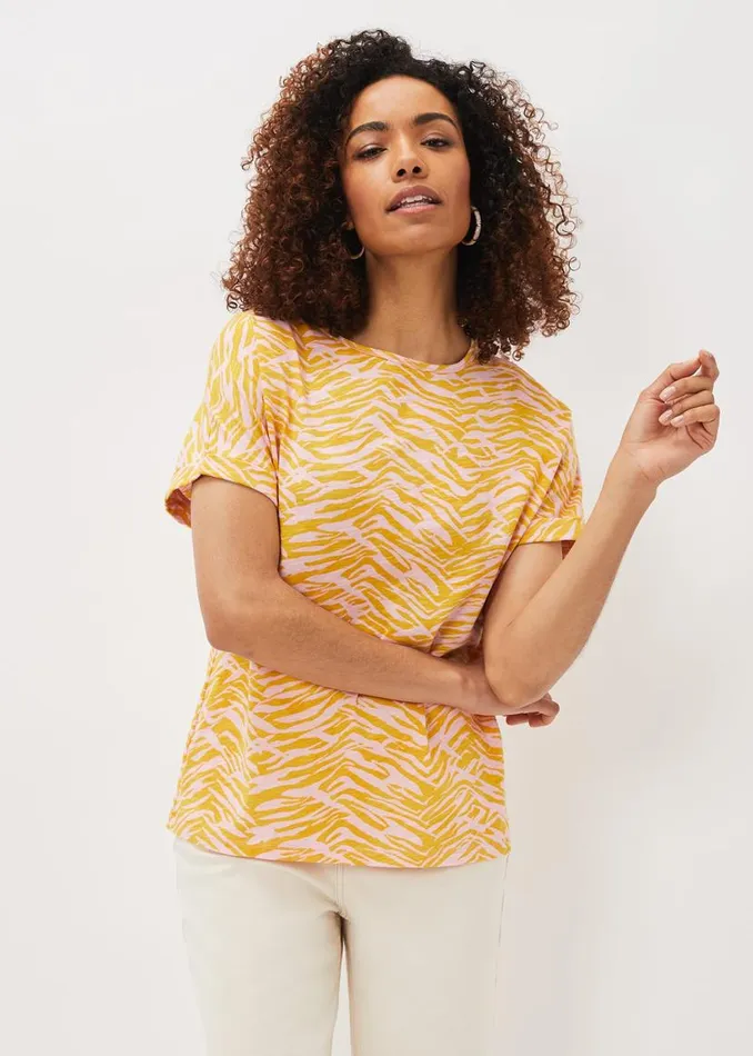 Phase Eight Tops and TShirts Lucille Cotton Zebra Print Top Ochrepink 8211 Women