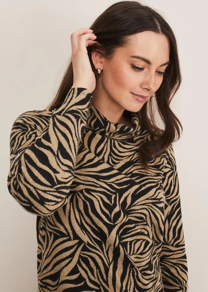 Phase Eight Tops and TShirts Nerissa Animal Print Snuggle Camelblack 8211 Women