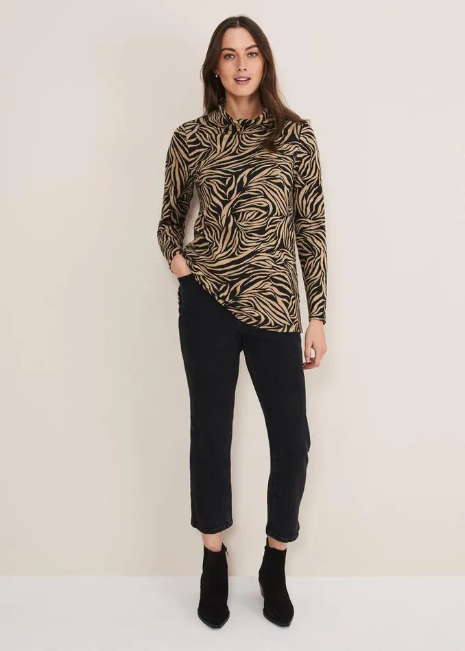 Phase Eight Tops and TShirts Nerissa Animal Print Snuggle Camelblack 8211 Women Phase Eight Tops and TShirts Nerissa Animal Print Snuggle Camelblack 8211 Women