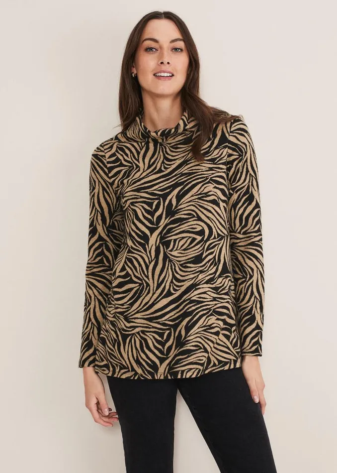 Phase Eight Tops and TShirts Nerissa Animal Print Snuggle Camelblack 8211 Women Phase Eight Tops and TShirts Nerissa Animal Print Snuggle Camelblack 8211 Women