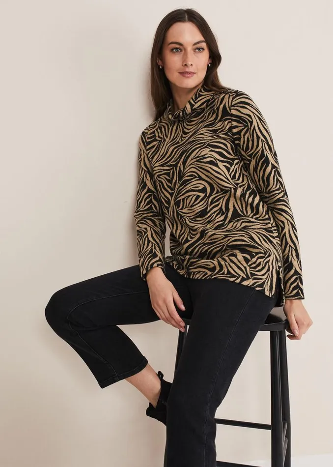 Phase Eight Tops and TShirts Nerissa Animal Print Snuggle Camelblack 8211 Women Phase Eight Tops and TShirts Nerissa Animal Print Snuggle Camelblack 8211 Women
