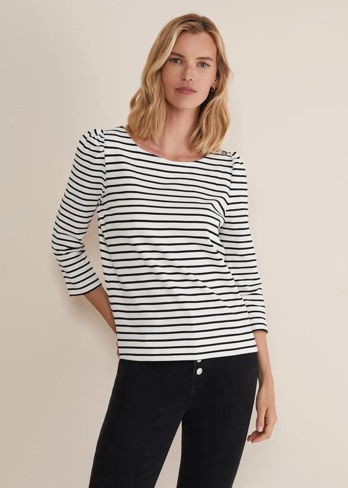 Phase Eight Tops and TShirts Orabella Striped Top Blackivory 8211 Women