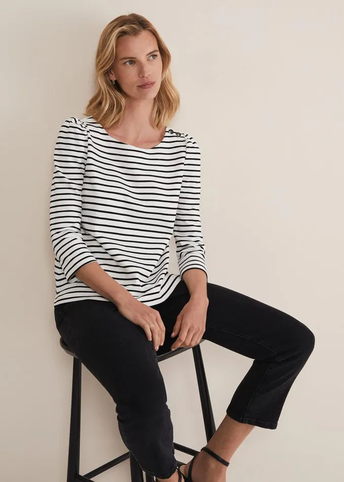 Phase Eight Tops and TShirts Orabella Striped Top Blackivory 8211 Women
