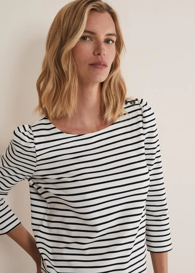 Phase Eight Tops and TShirts Orabella Striped Top Blackivory 8211 Women