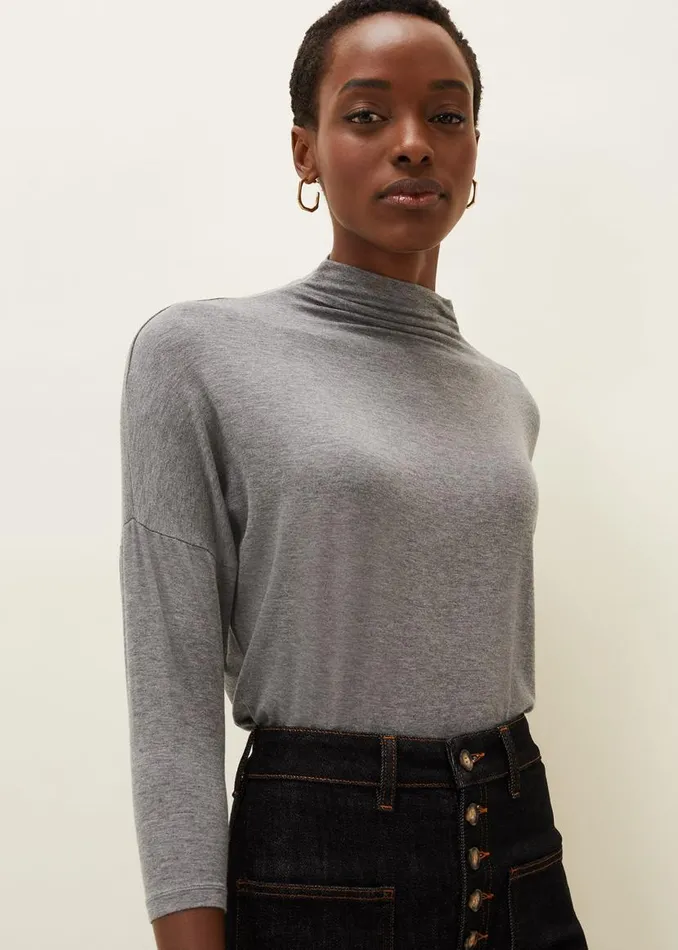 Phase Eight Tops and TShirts Shiloh Roll Neck Jersey Top Grey 8211 Women