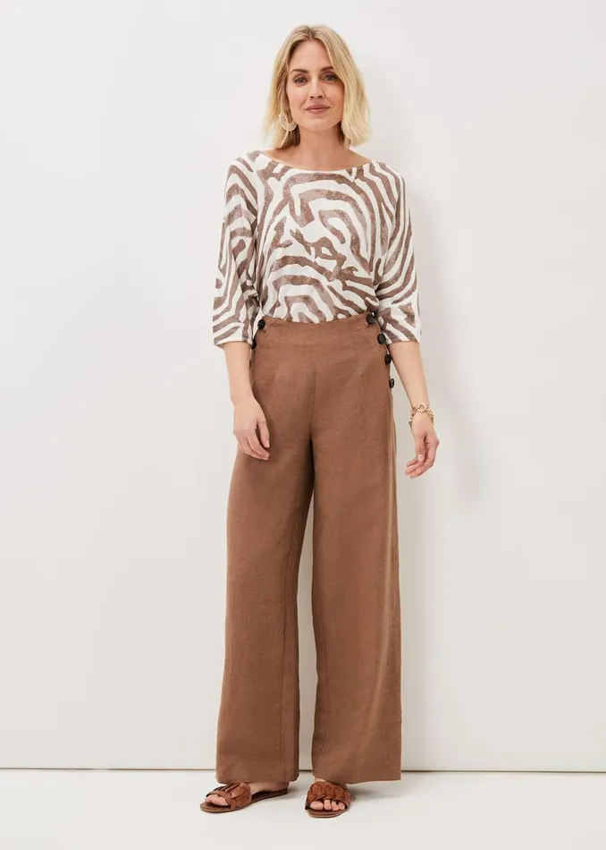 Phase Eight Trousers Cassandra Linen Wide Leg Trousers Brown 8211 Women