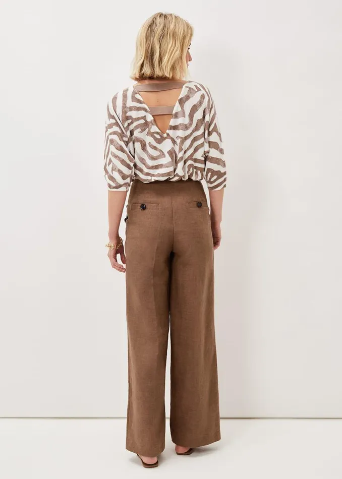 Phase Eight Trousers Cassandra Linen Wide Leg Trousers Brown 8211 Women