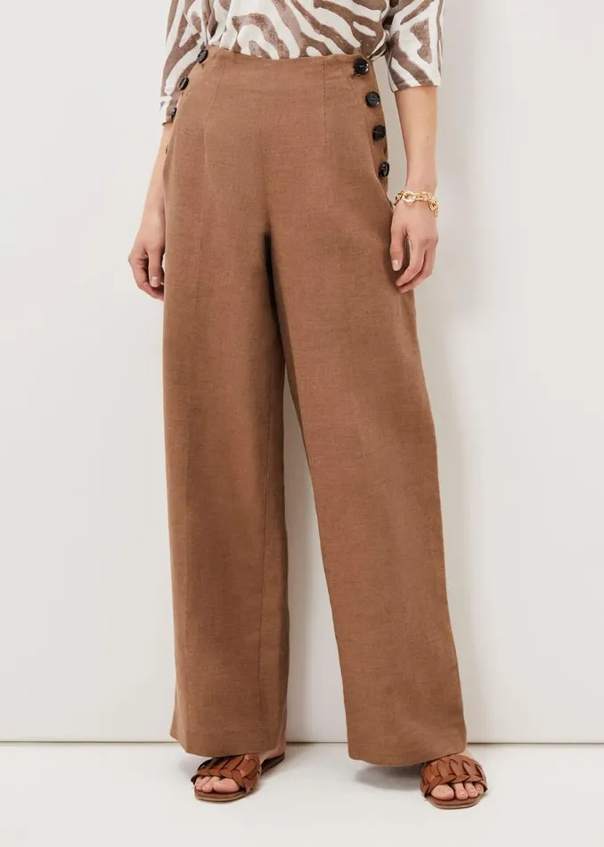 Phase Eight Trousers Cassandra Linen Wide Leg Trousers Brown 8211 Women
