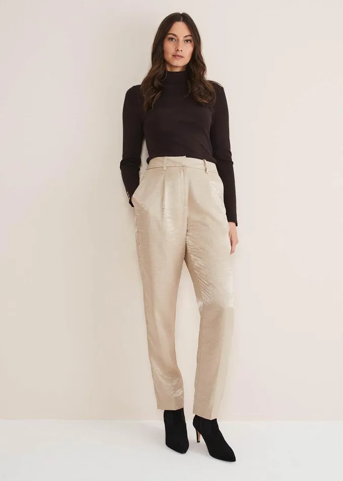 Phase Eight Trousers Kehlani Shimmer Peg Trouser CoOrd Champagne 8211 Women