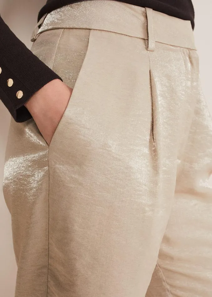 Phase Eight Trousers Kehlani Shimmer Peg Trouser CoOrd Champagne 8211 Women