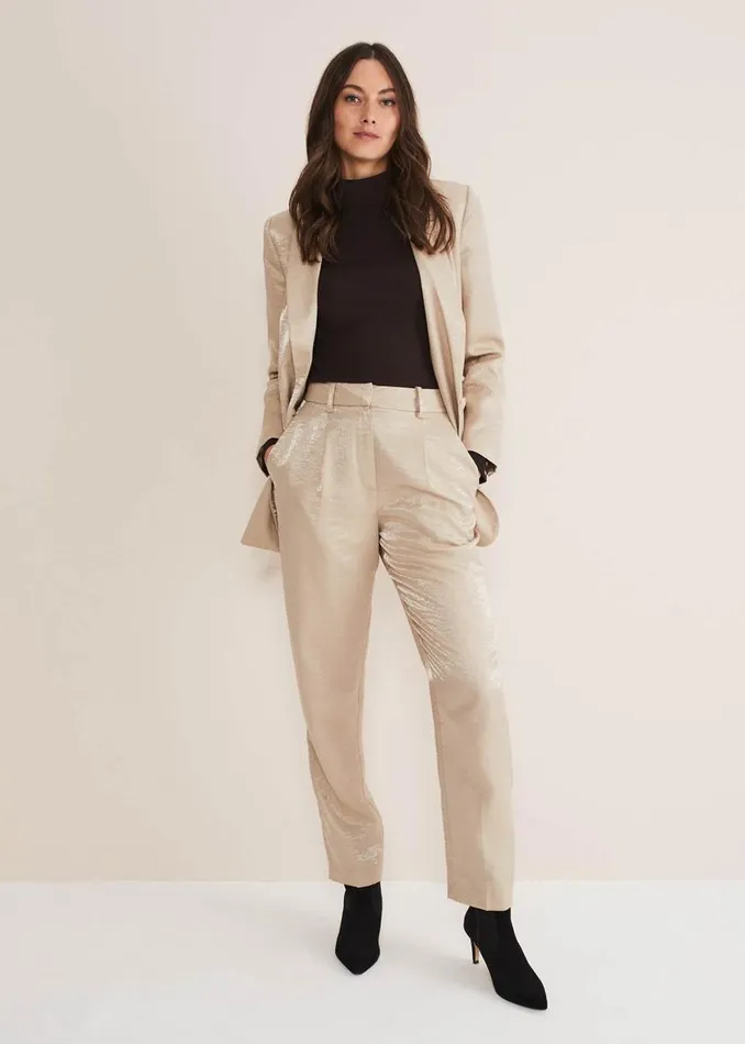 Phase Eight Trousers Kehlani Shimmer Peg Trouser CoOrd Champagne 8211 Women