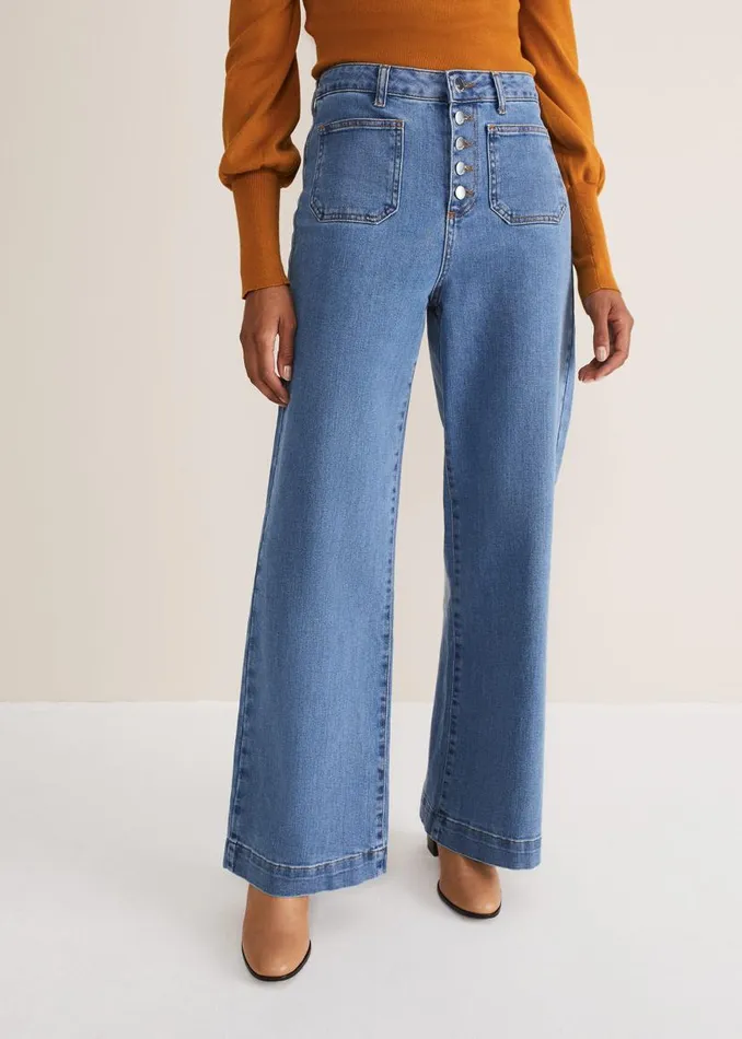 Phase Eight Trousers Magsie Wide Leg Jeans Mid Wash Blue 8211 Women