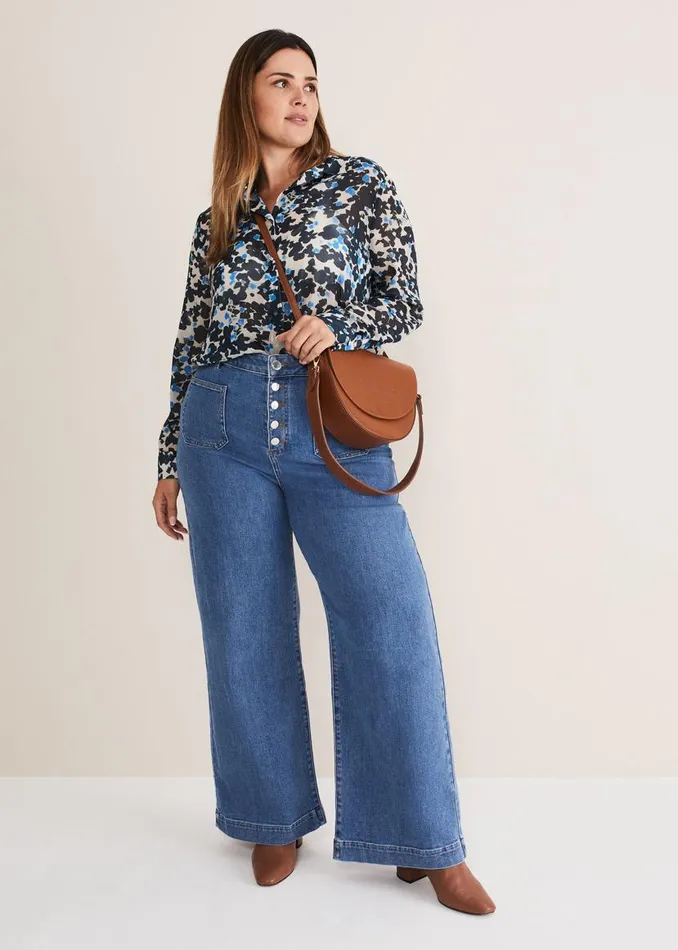 Phase Eight Trousers Magsie Wide Leg Jeans Mid Wash Blue 8211 Women