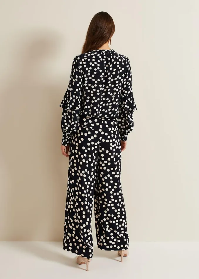 Phase Eight Trousers Mairead Polka Dot Wide Leg Trouser Navy 8211 Women