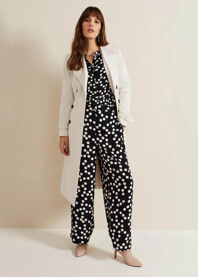 Phase Eight Trousers Mairead Polka Dot Wide Leg Trouser Navy 8211 Women