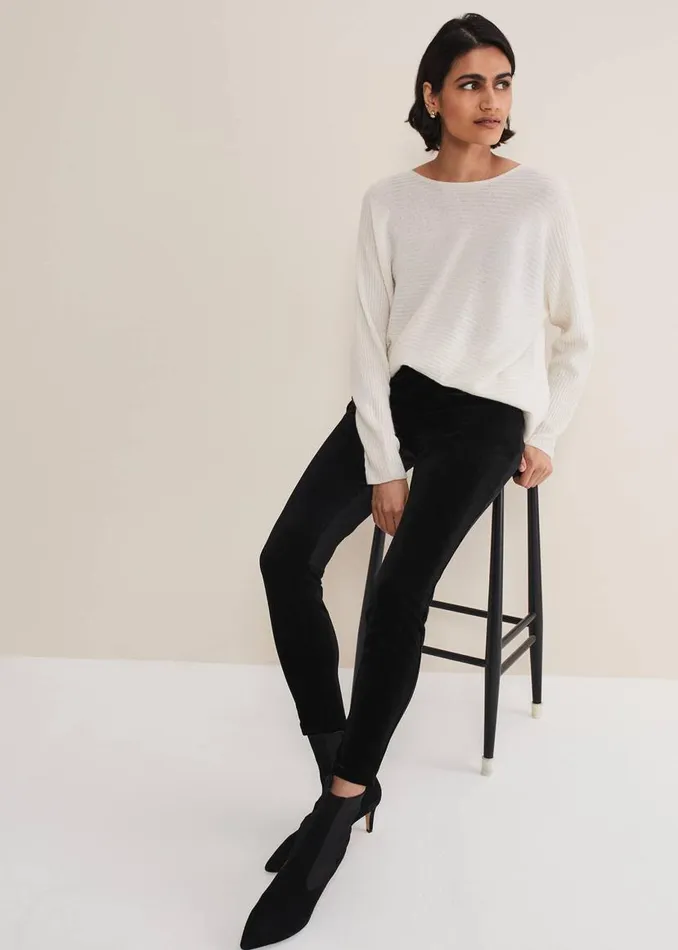 Phase Eight Trousers Valerie Velvet Leggings Black 8211 Women