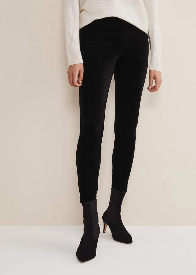 Phase Eight Trousers Valerie Velvet Leggings Black 8211 Women