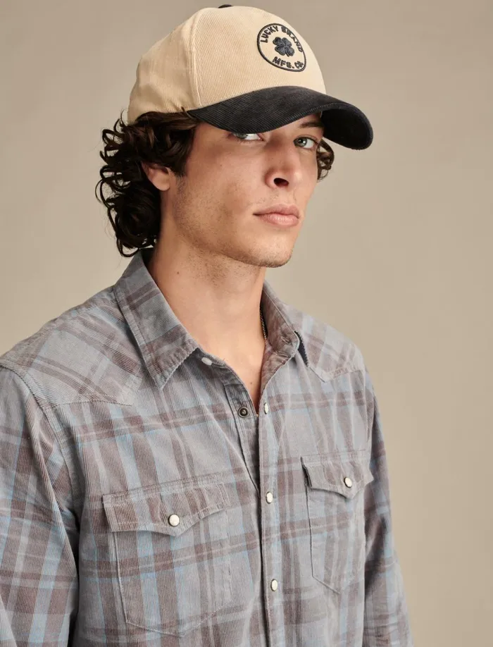 Plaid Corduroy Western Shirt Light Blue Multi Men Lucky Brand ButtonDowns