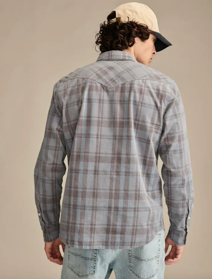 Plaid Corduroy Western Shirt Light Blue Multi Men Lucky Brand ButtonDowns