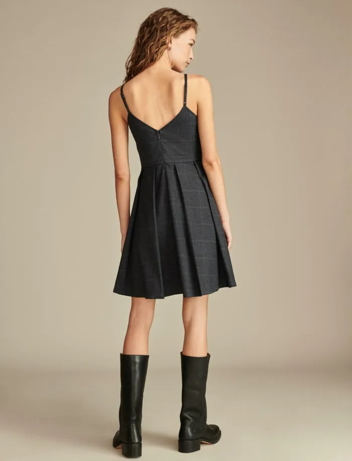 Plaid Fit And Flare Mini Dress Blue Plaid Women Lucky Brand Dresses
