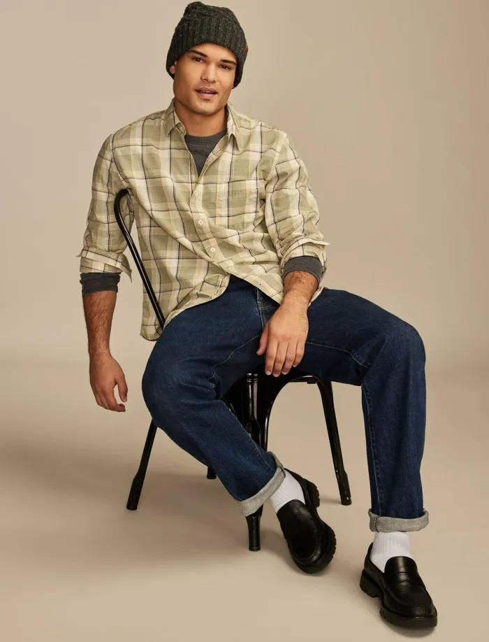 Plaid One Pocket Poplin Long Sleeve Shirt Yellow Plaid Men Lucky Brand ButtonDowns Plaid One Pocket Poplin Long Sleeve Shirt Yellow Plaid Men Lucky Brand ButtonDowns