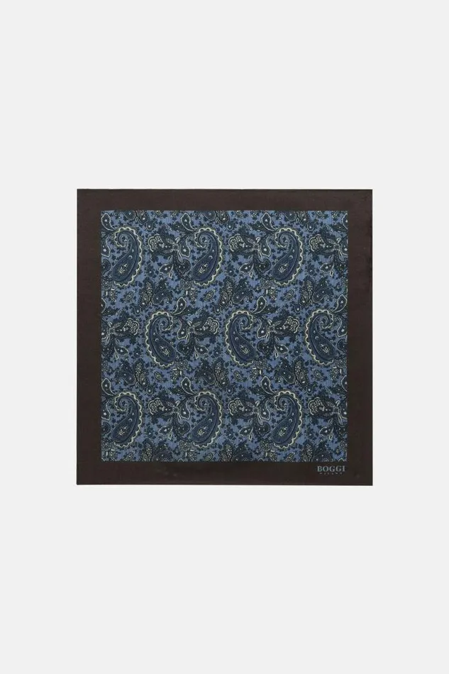 Pocket Squares Men Boggi Milano Macro Paisley Print Silk Pocket Square Blue
