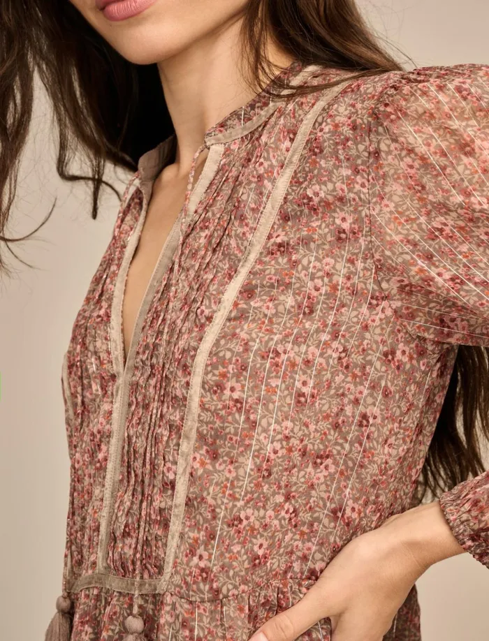 Printed Shine Chiffon Maxi Dress Pink Floral Women Lucky Brand Dresses