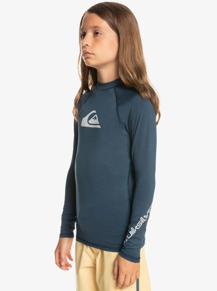 Quiksilver 816 All Time Ls Youth LSL Surf Tee Navy Blazer Heather Boys Rashguards Quiksilver 816 All Time Ls Youth LSL Surf Tee Navy Blazer Heather Boys Rashguards
