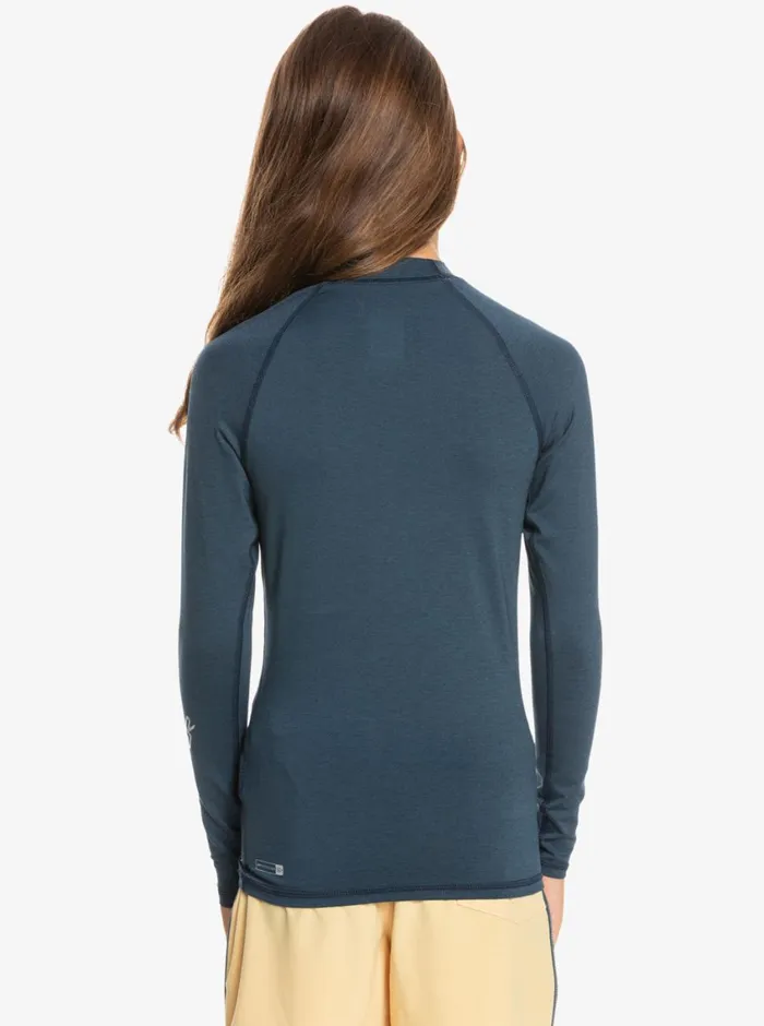 Quiksilver 816 All Time Ls Youth LSL Surf Tee Navy Blazer Heather Boys Rashguards Quiksilver 816 All Time Ls Youth LSL Surf Tee Navy Blazer Heather Boys Rashguards