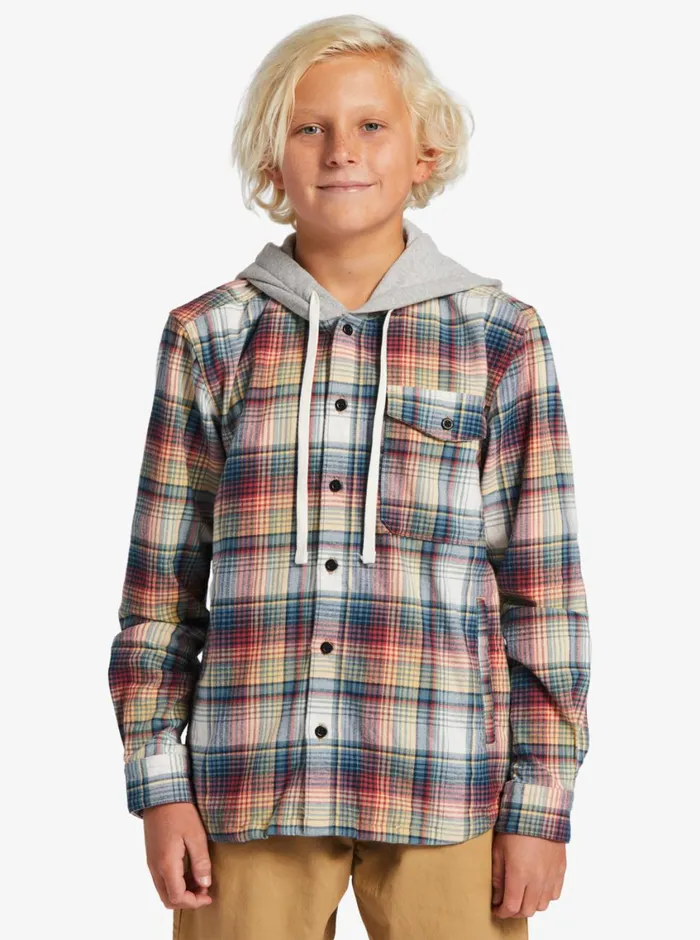 Quiksilver 816 Briggs Hooded Flannel Woven Shirt Mineral Red Briggs Flannel Boys Shirts Quiksilver 816 Briggs Hooded Flannel Woven Shirt Mineral Red Briggs Flannel Boys Shirts