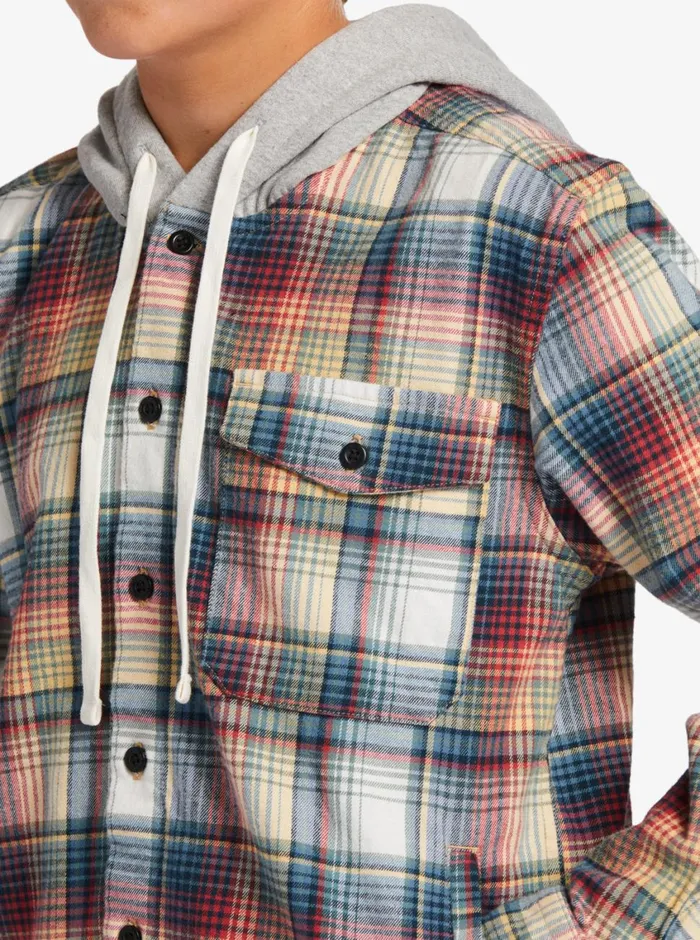 Quiksilver 816 Briggs Hooded Flannel Woven Shirt Mineral Red Briggs Flannel Boys Shirts Quiksilver 816 Briggs Hooded Flannel Woven Shirt Mineral Red Briggs Flannel Boys Shirts