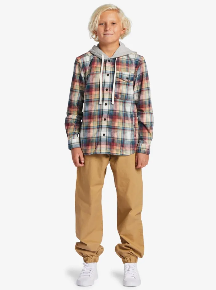 Quiksilver 816 Briggs Hooded Flannel Woven Shirt Mineral Red Briggs Flannel Boys Shirts Quiksilver 816 Briggs Hooded Flannel Woven Shirt Mineral Red Briggs Flannel Boys Shirts