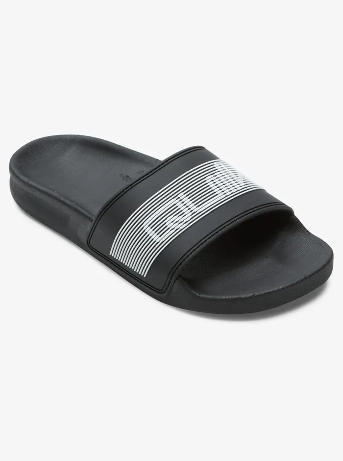Quiksilver 816 Rivi Wordmark Slide Sandals Black 2 Boys Sandals